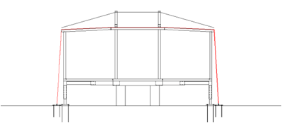 Fig. 10 Then is placed a series of cables which are subject to lower plates with stakes driven to ensure reliable anchoring of the module to the ground and preventing the wind can lifting it.